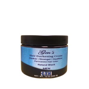 A jar of GEN's Hair Darkening Cream for Men | Natural Black | Permanent Hair Darkening Cream for Grey Hair | Darker, Stronger and Healthier Hair | All Hair Types | 340 G on a white background