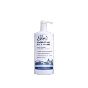 A bottle of GEN Hydrating Face Wash – Deep Clean + Moisture Boost, 16 Oz on a white background