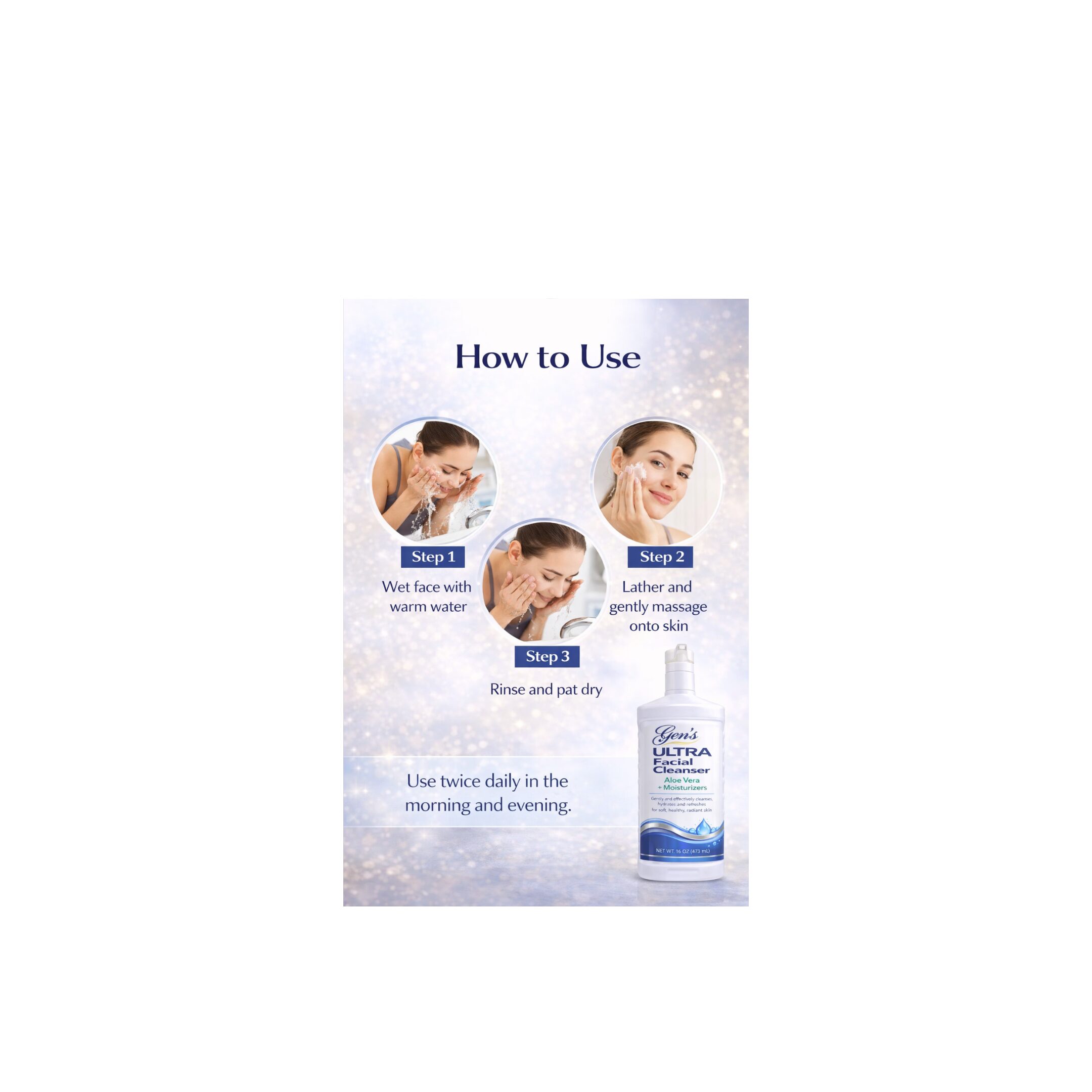 GEN Ultra Aloe Facial Cleanser – Cool Hydration Boost, 16 Oz