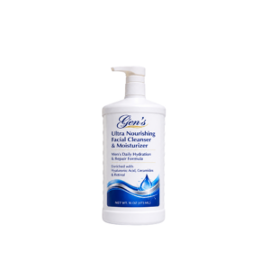 A bottle of GEN Skin Powerful Facial Cleanser for Clear Skin on a white background