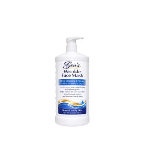 A bottle of GEN's Anti-wrinkle Face Mask and Acne treatment Lotion on a white background