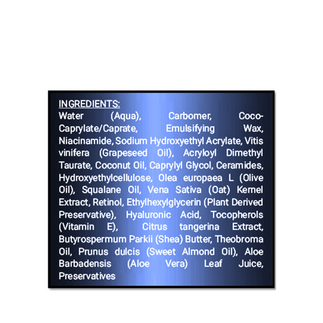 Ingredient List for GEN's Anti-Wrinkle Body Lotion for older skin | Best Firming Body Lotion | Best Body Lotion for Aging Skin Over 40 | Niacinamide Body Lotion for Aging Skin | 16 Fl. Oz on a white background