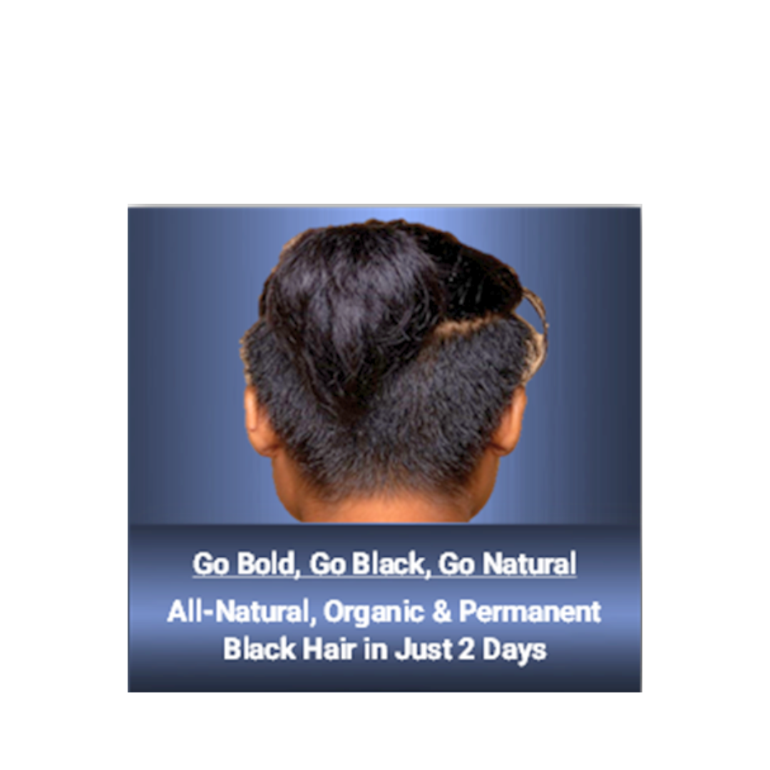 Sample End Result of GEN's First Luxurious Black Hair Darkening Cream | Unisex, Anti-Breakage, Organic | Permanently Darken Hair with GEN's Natural Black Hair Cream for Men & Women | 340G on a white background