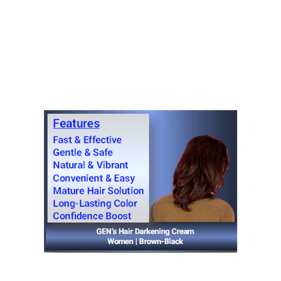 The Key Features of GEN's Permanent Hair Darkening Cream for Women Brown Black | Natural Hair Darkening Cream for Women Brown Black | Best Hair Darkening Cream Brown Black at Home | 340 G on a white background
