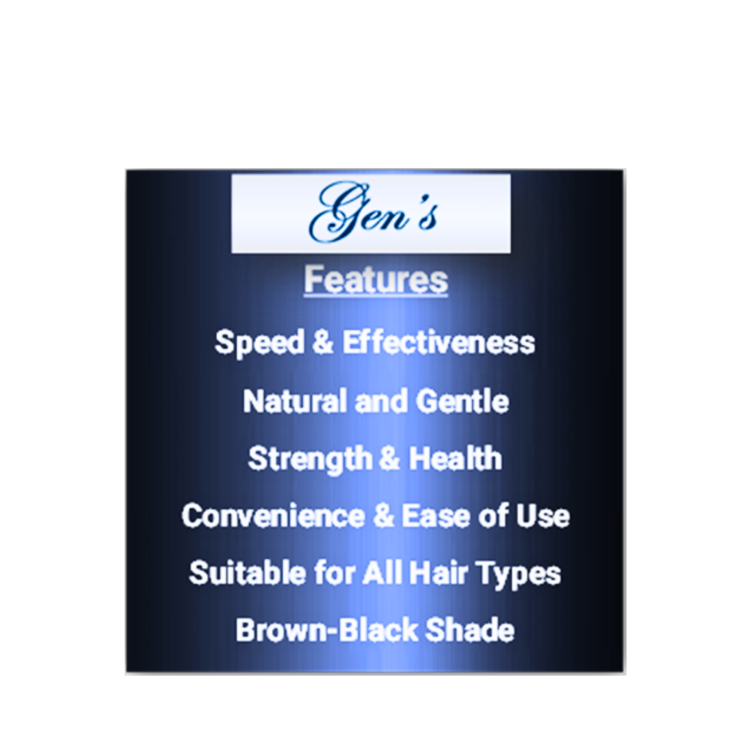 Key Features of GEN's Hair Darkening Cream Men I Brown Black Hair Dye | Hair darkening cream for men that works fast | Natural hair darkening cream for men without chemicals | 340 G on a white background