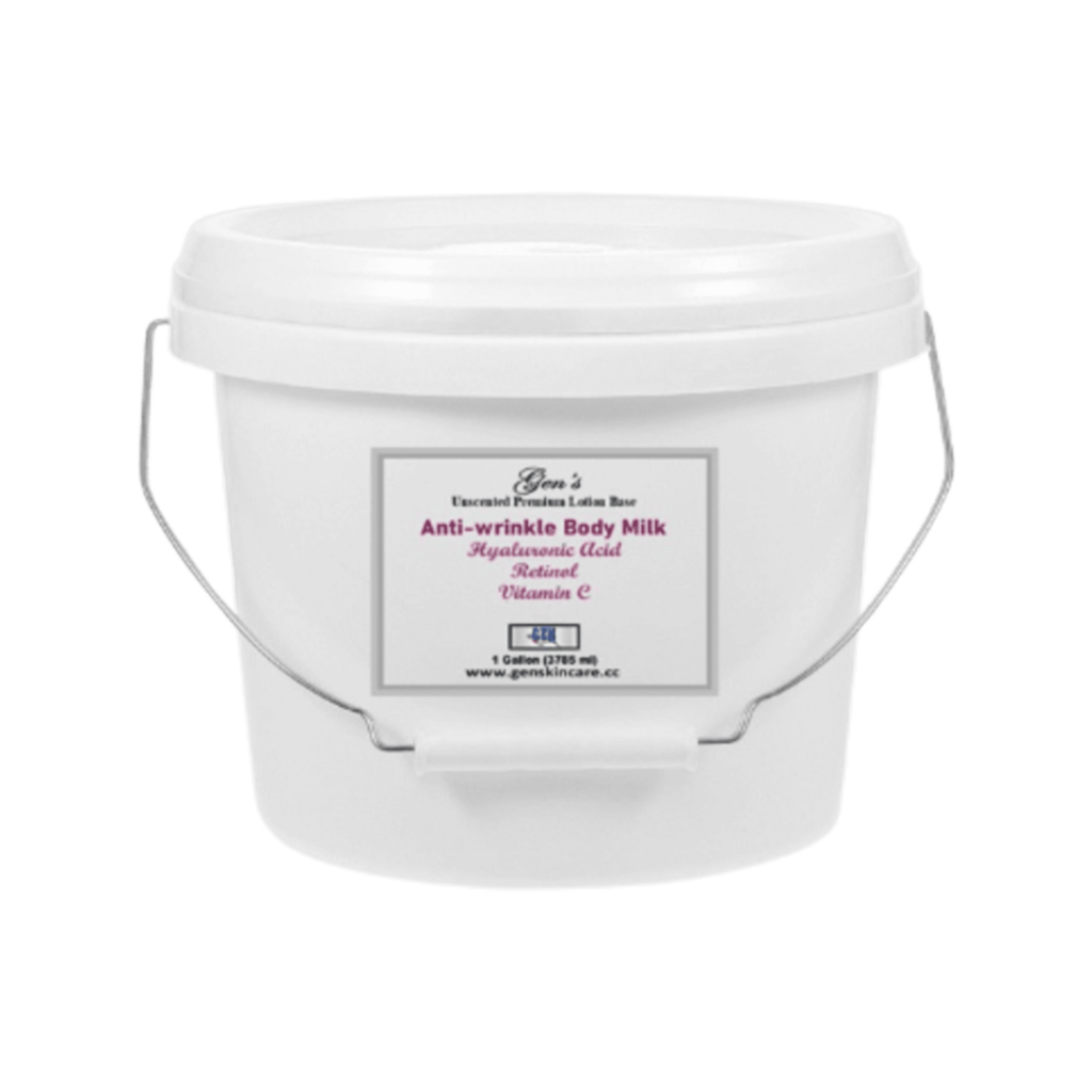 A bucket of Anti-wrinkle Lotion Base on a white background