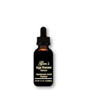 A Bottle of GEN Face Serum: Hyaluronic Acid & Retinol for Radiant Skin | 2.7 Fl. Oz on a white background