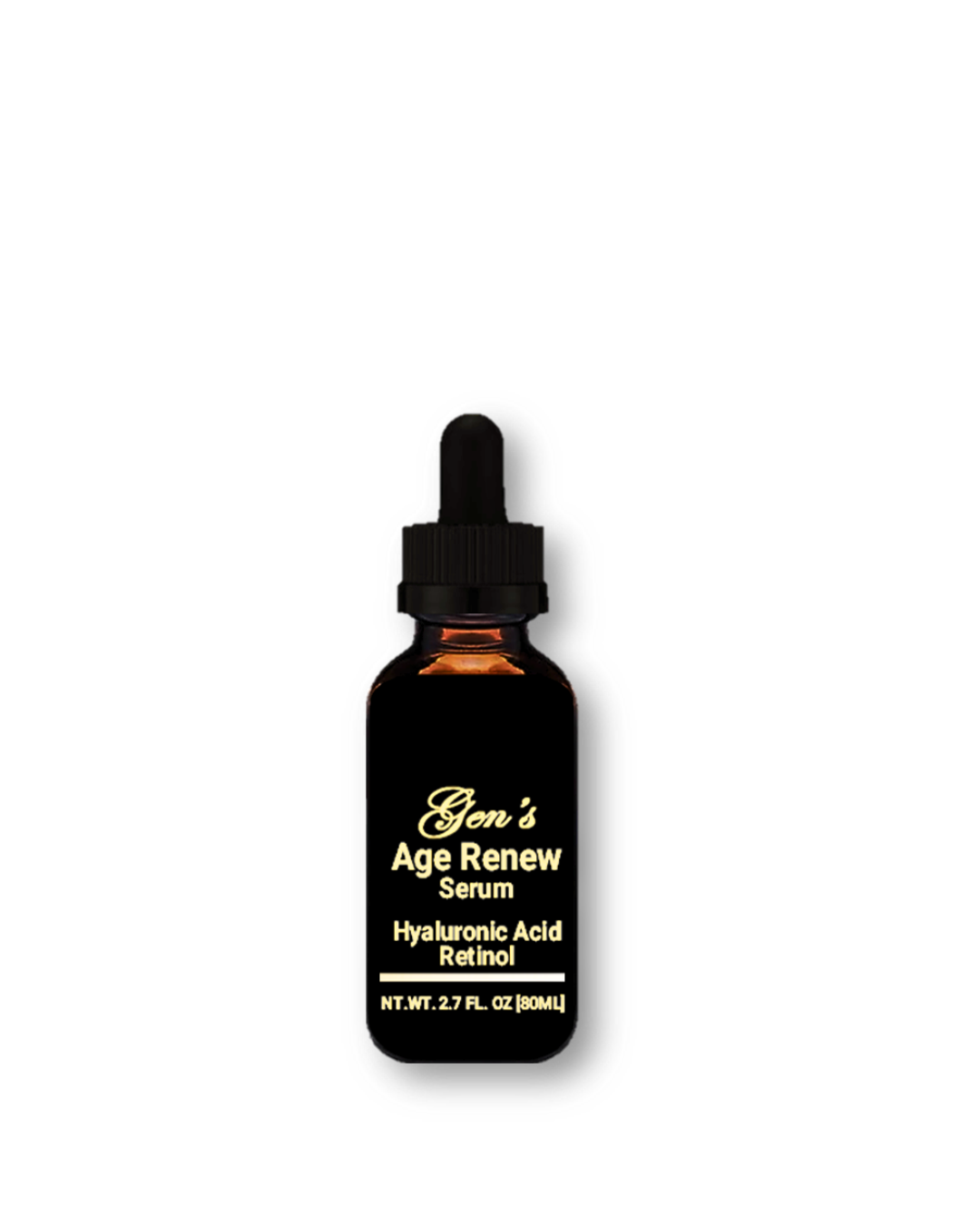 A Bottle of GEN Face Serum: Hyaluronic Acid & Retinol for Radiant Skin | 2.7 Fl. Oz on a white background
