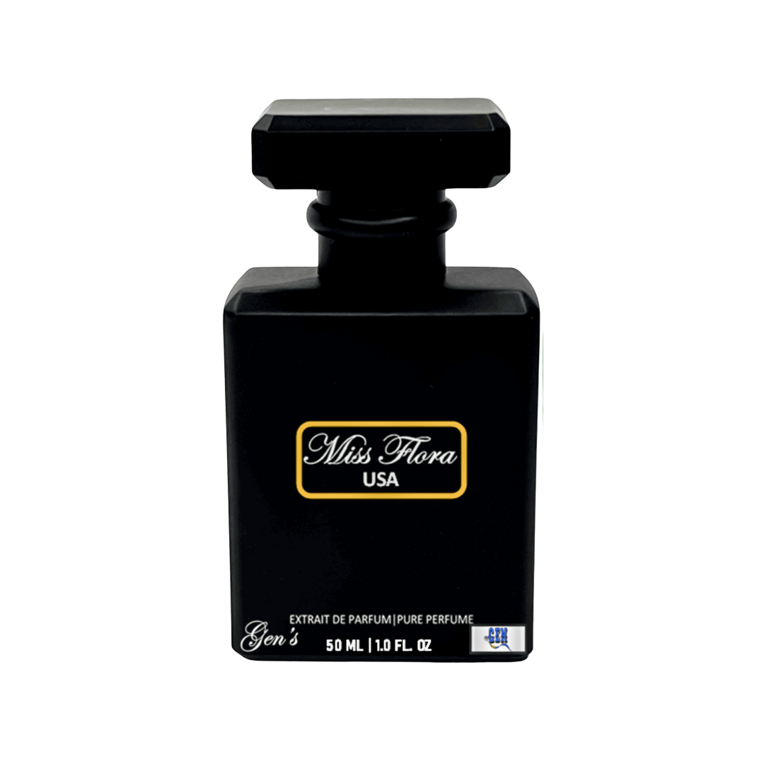A bottle of Miss Flora Perfume for Women on a white background.