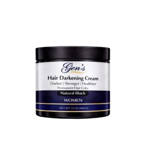 A bottle of GEN Black Hair Dye Cream for Women on a white background