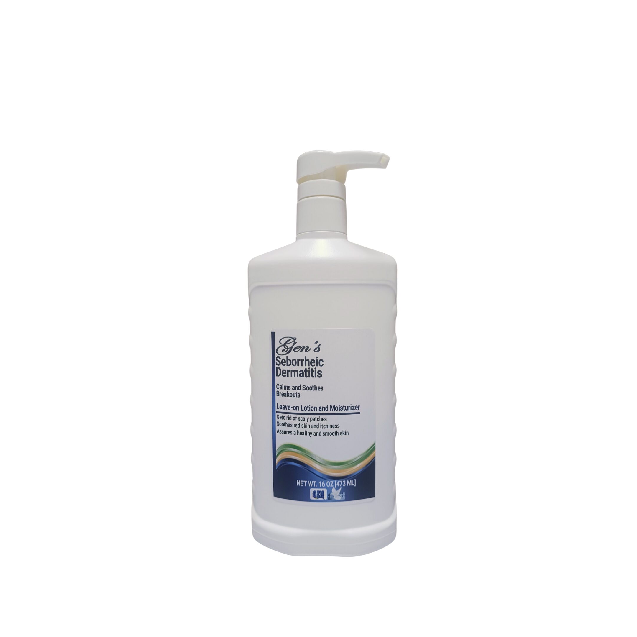 a bottle of GEN Seborrheic dermatitis lotion | moisturizer seborrheic dermatitis | seborrheic dermatitis best moisturizer | face lotion for seborrheic dermatitis | skincare on a white background