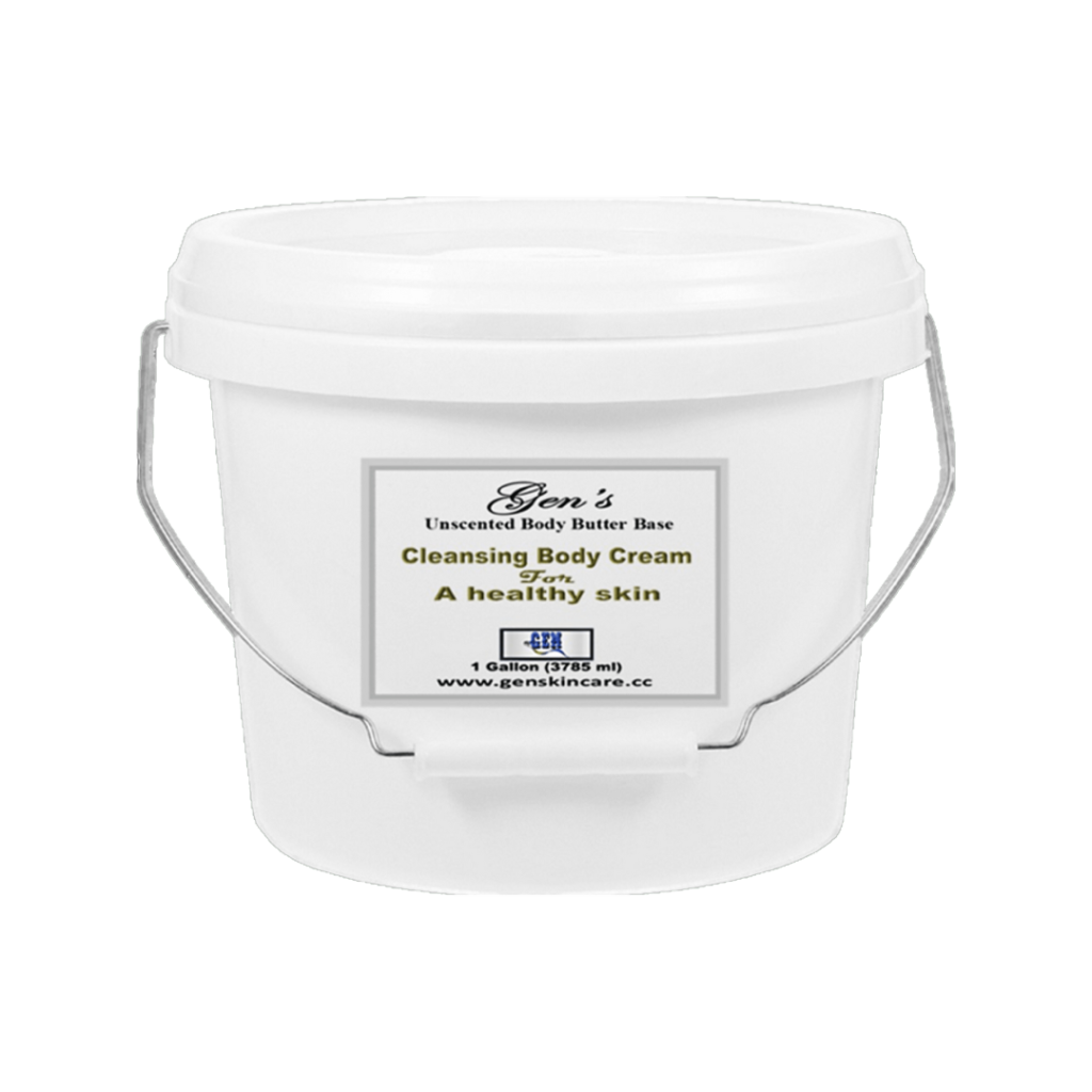 A one gallon bucket of Cleansing Lotion Base on a white background