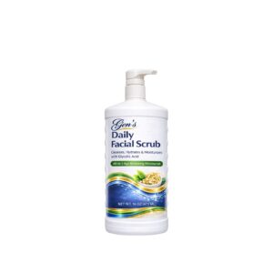 A Bottle of GEN's Advanced Facial Scrub with Glycolic Acid for Clear Skin on a white background
