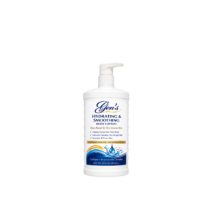 A bottle of GEN Niacinamide 10 Body Lotion SPF 50 – Rapid Firming Boost on a white background