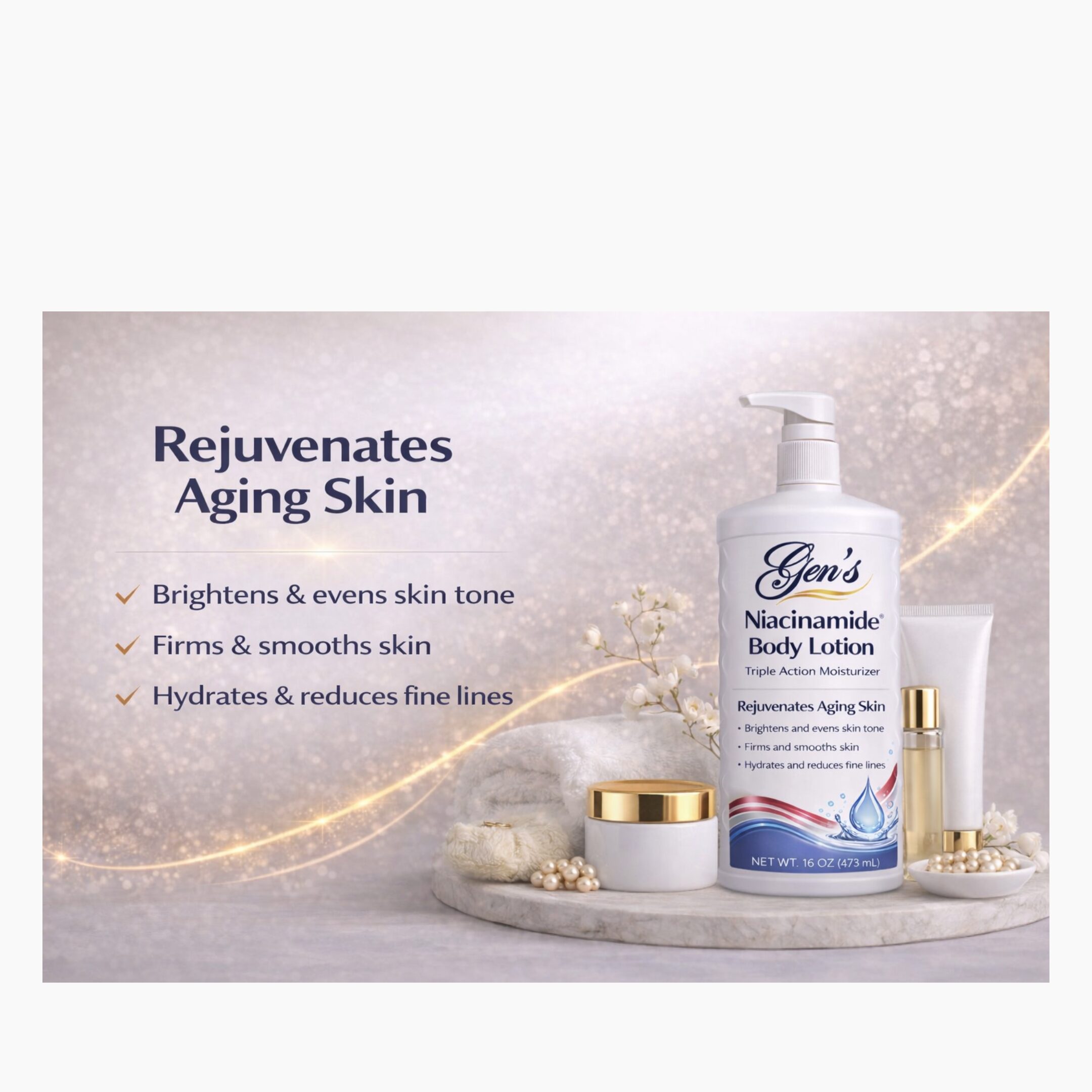 GEN Niacinamide Body Lotion – Extra Firming and Cool, 16 Oz