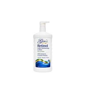 A Bottle of GEN's Retinol Body Moisturizer for Face & Skin Hydration on a white background