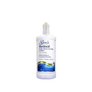 A Bottle of GEN's Retinol Body Moisturizer for Face & Skin Hydration on a white background