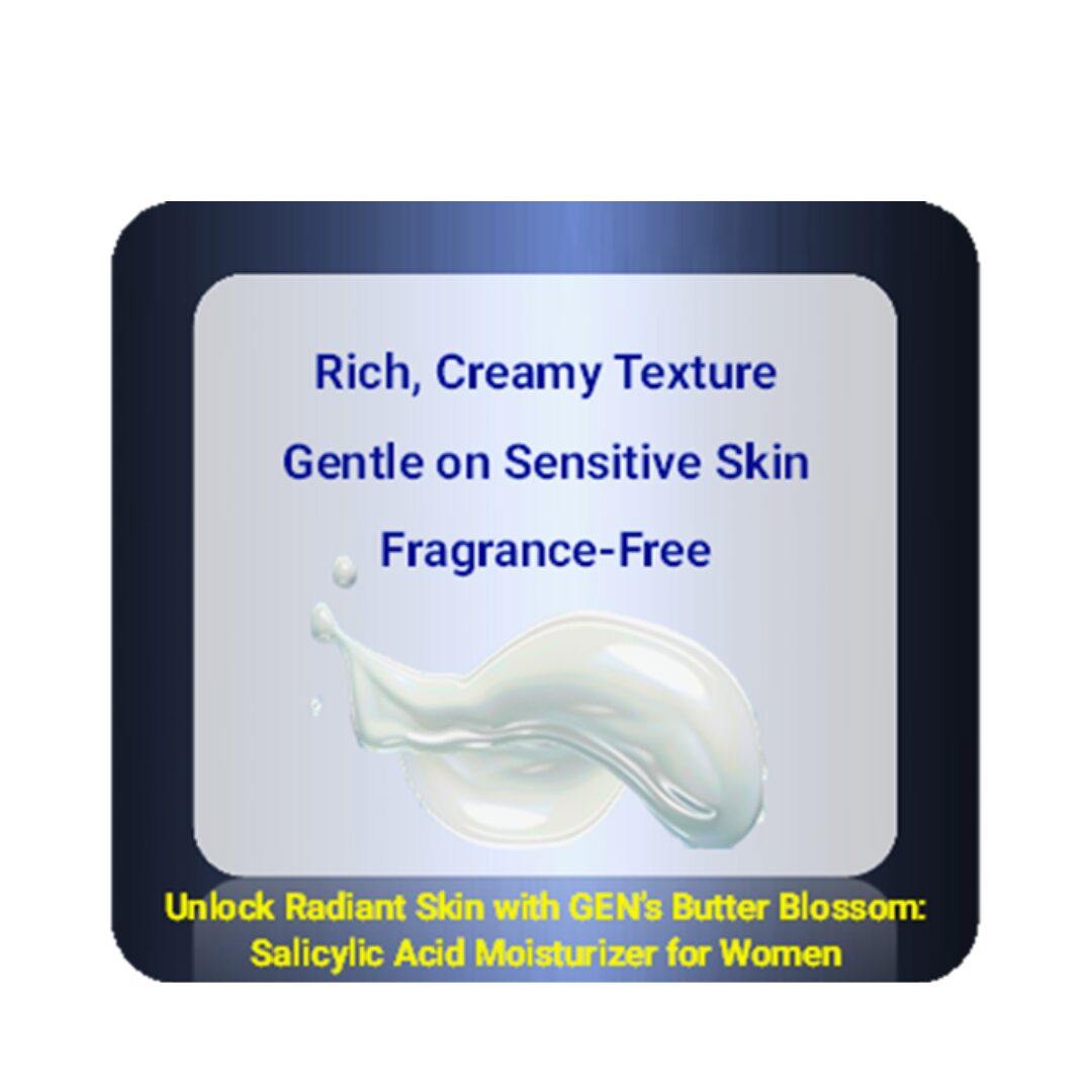 A Smear of GEN's Salicylic Acid Moisturizer | Collagen & Niacinamide Moisturizer for Elephant Skin | Best Anti-aging Moisturizer for Elephant Skin | Niacinamide Body Lotion | 16 Fl. Oz on a white background