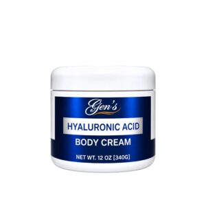 A Bottle of GEN Skin Calming Hyaluronic Acid Body Cream | 48Hr Hydration on a white background