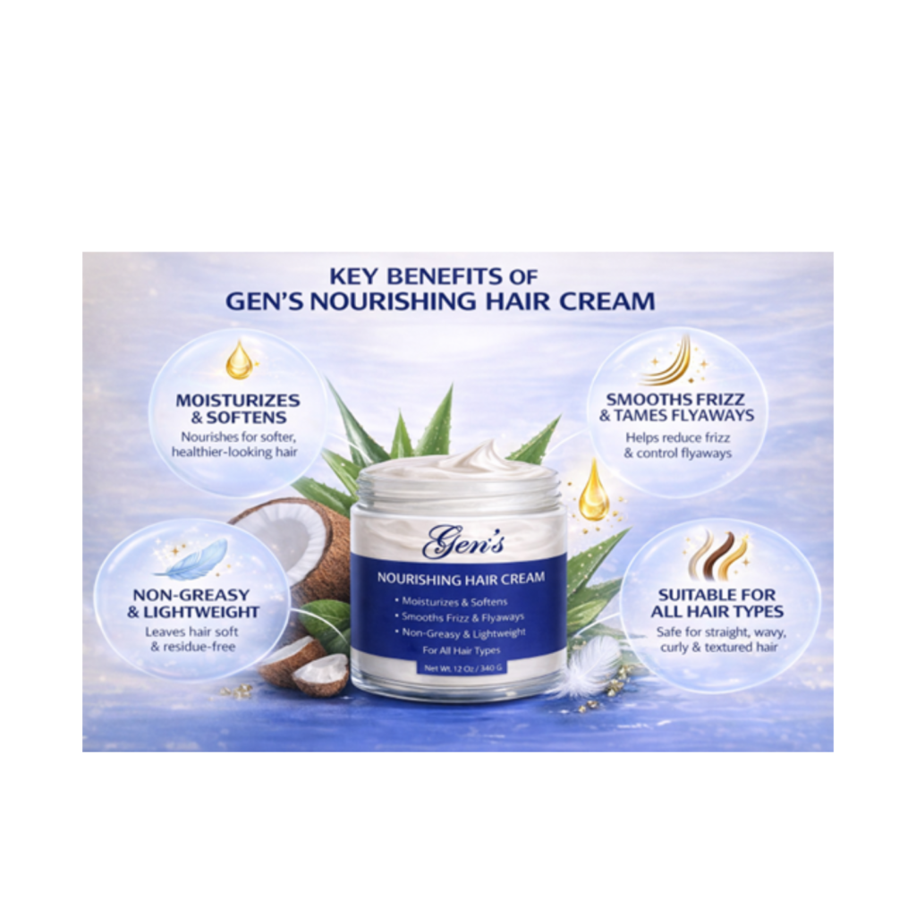 Private Label Skincare Manufacturer, GEN Skin’s Nourishing Hair Cream for All Hair Types (12 oz) | Features